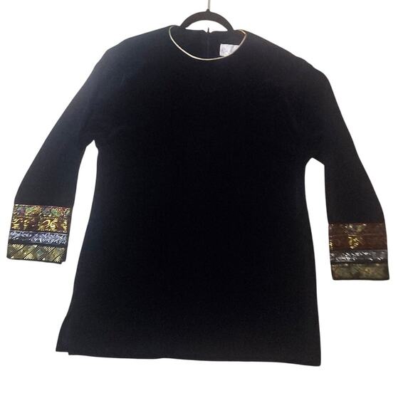 Ruth Norman Neiman Marcus Black Velvet Tunic Top Vintage 60's Sz L - Picture 3 of 11